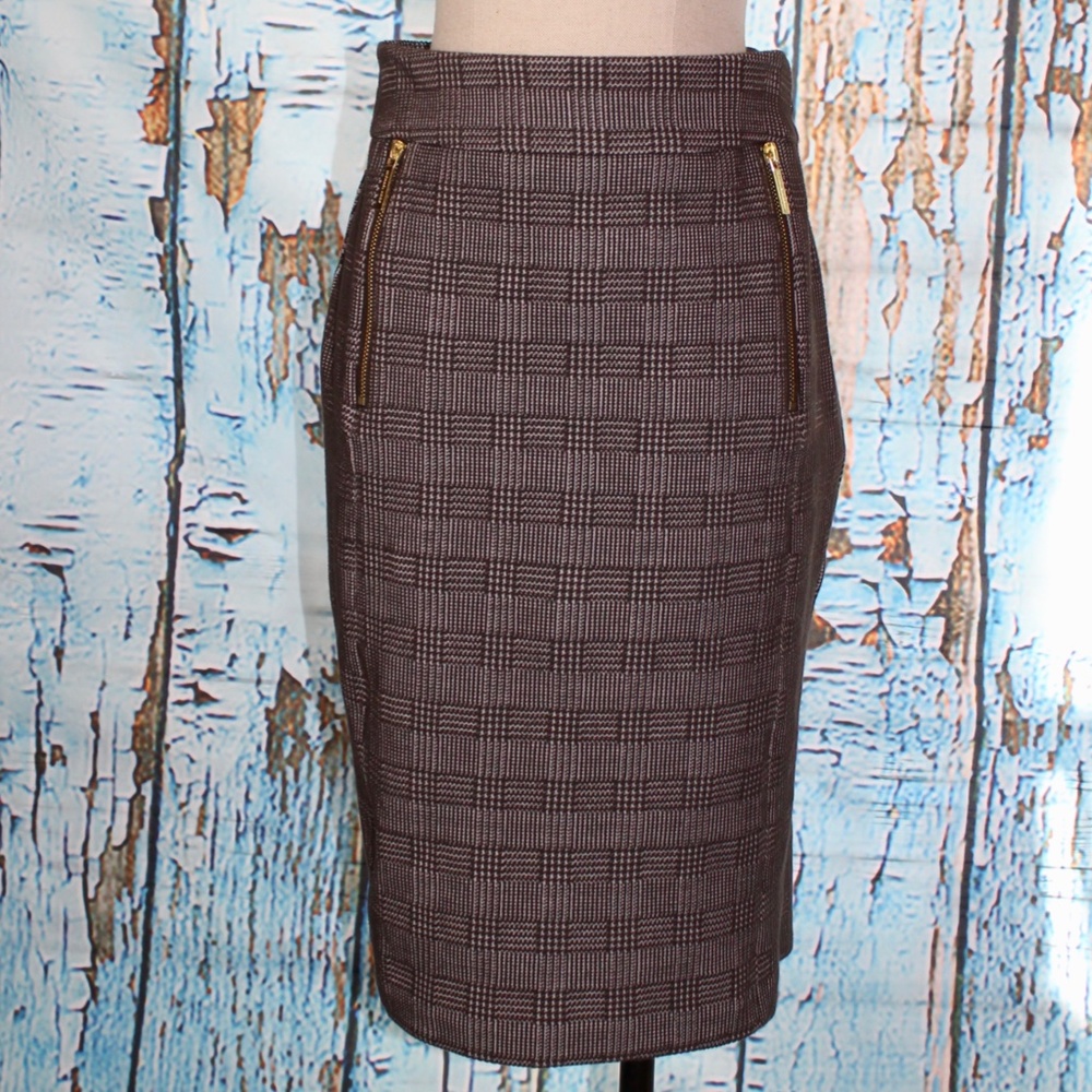 MICHAEL KORS BROWN PLAID 24"  SKIRT